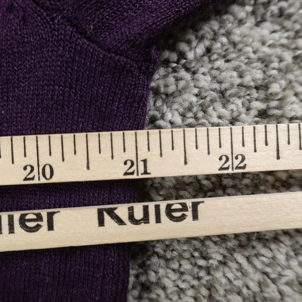 APT 9 Sweater Mens Large Purple Merino Wool Blend V Neck‎ Long Sleeve Pullover